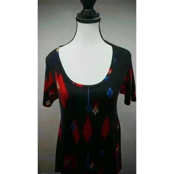 LuLaRoe Carly Dress - Black with Red and Blue Print - Size XS - Picture 2 of 12